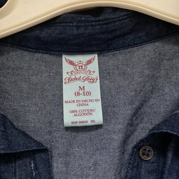 FADED GLORY BELTED DENIM DRESS~LIGHTWEIGHT COTTON~SIZE M - Picture 2 of 3